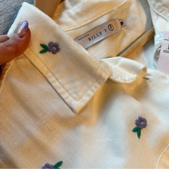 Billy T White Daisy Button Down Embroidered Floral Shirt - Picture 6 of 15